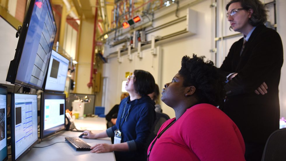 Adelphi students working at Long Island’s Brookhaven National Laboratory (BNL), which is 40 miles east of Adelphi.