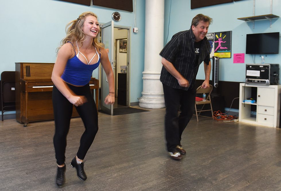 Alexa Annesse tap dancing during her internship.