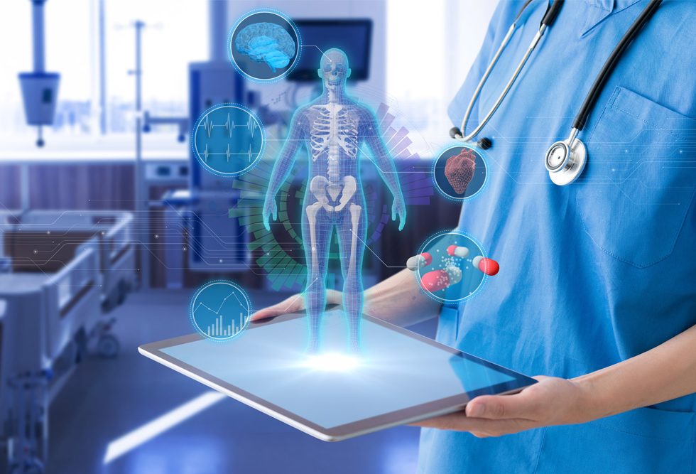 A nurse holding an iPad