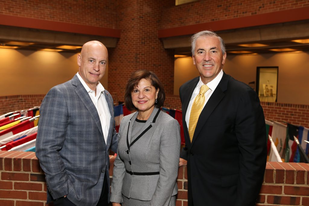 From left, Michael J. Tiedemann, Carmen M. Ortiz and Michael A.L. Balboni]