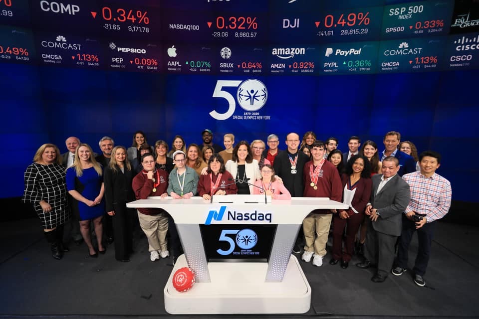 Faculty and students of the Long Island AuD Consortium at the 50th Special Olympics at Nasdaq