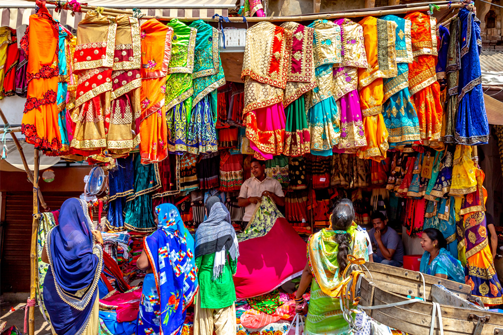 Traditional street market in India