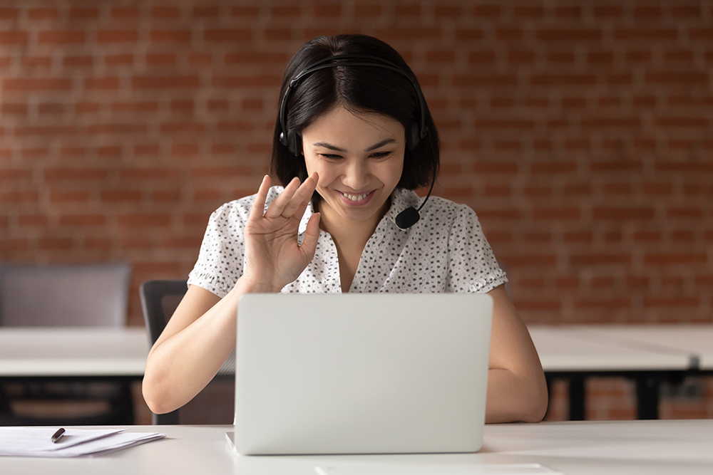 A woman on the computer