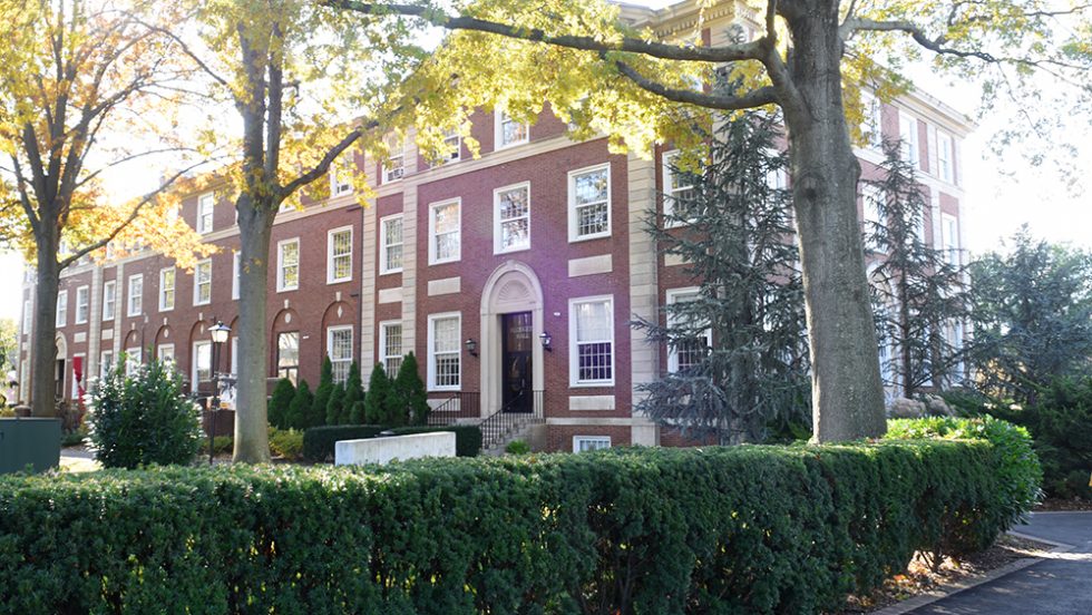 Adelphi University campus, showing Blodgett Hall.