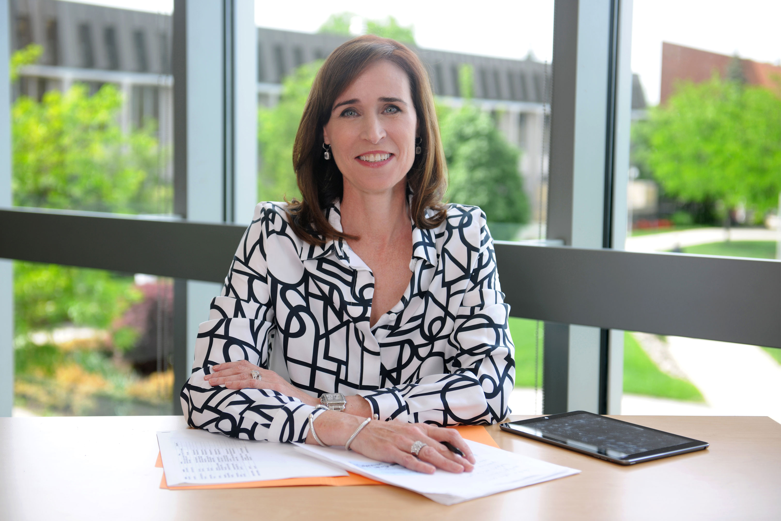 Dr. Christine Riordan is the President of Adelphi University in New York.
