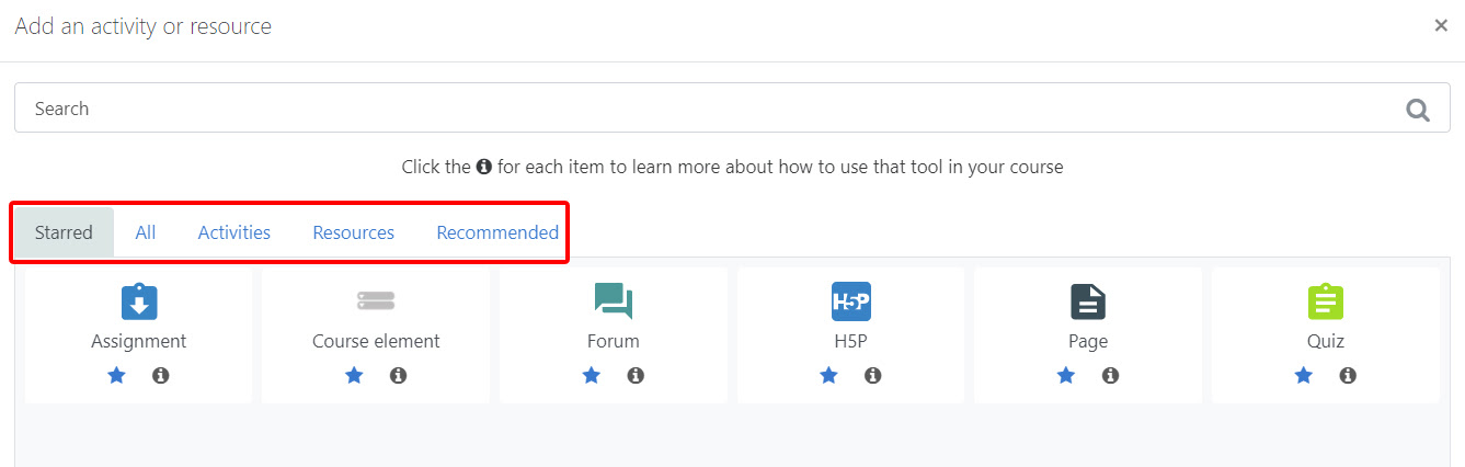 Improved Activity/Resource Picker - screenshot