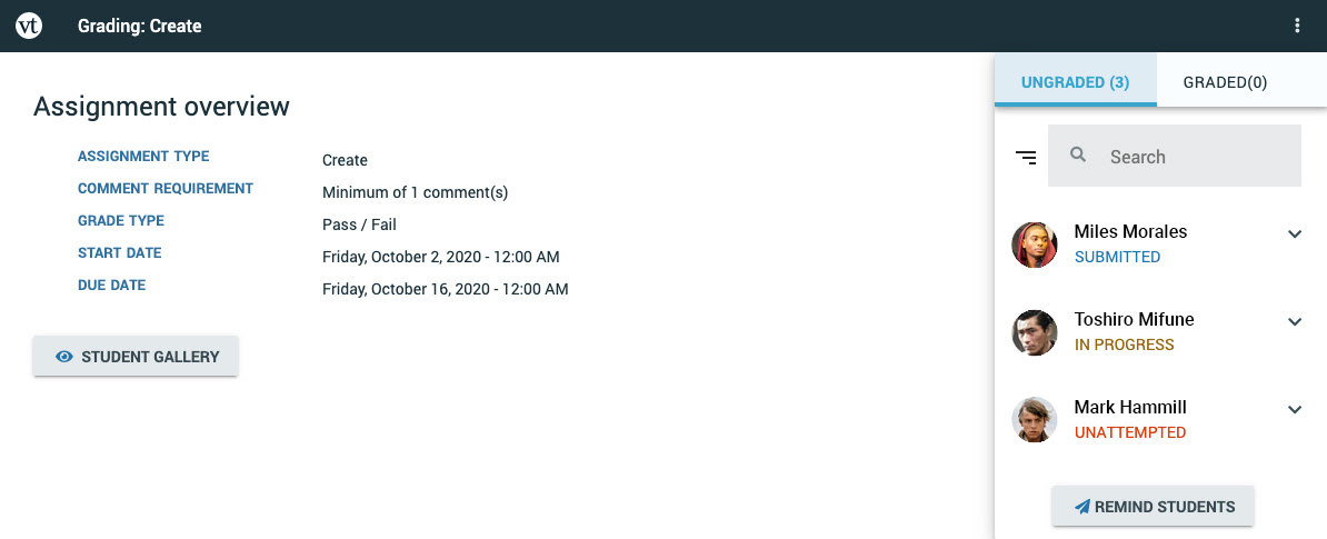 Improved VoiceThread Assignment Builder creation - Screenshot