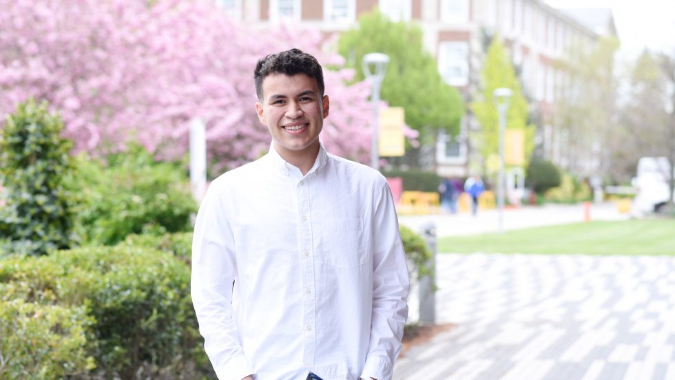 Miguel Velasquez on Adelphi university’s campus.