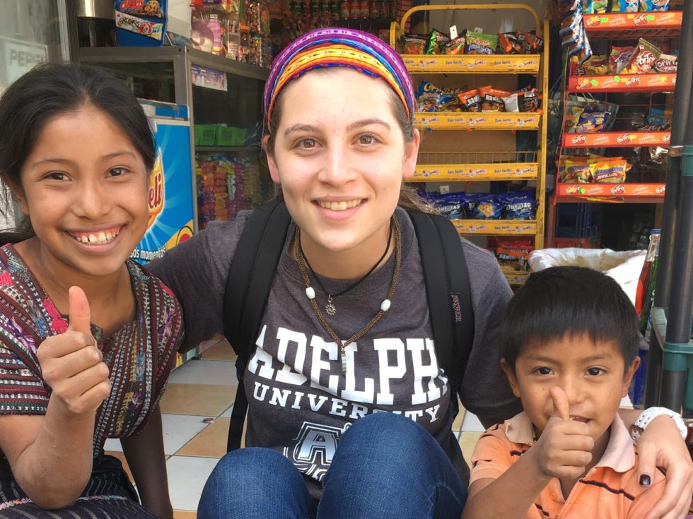 An Adelphi student visiting Guatemala during a service trip.