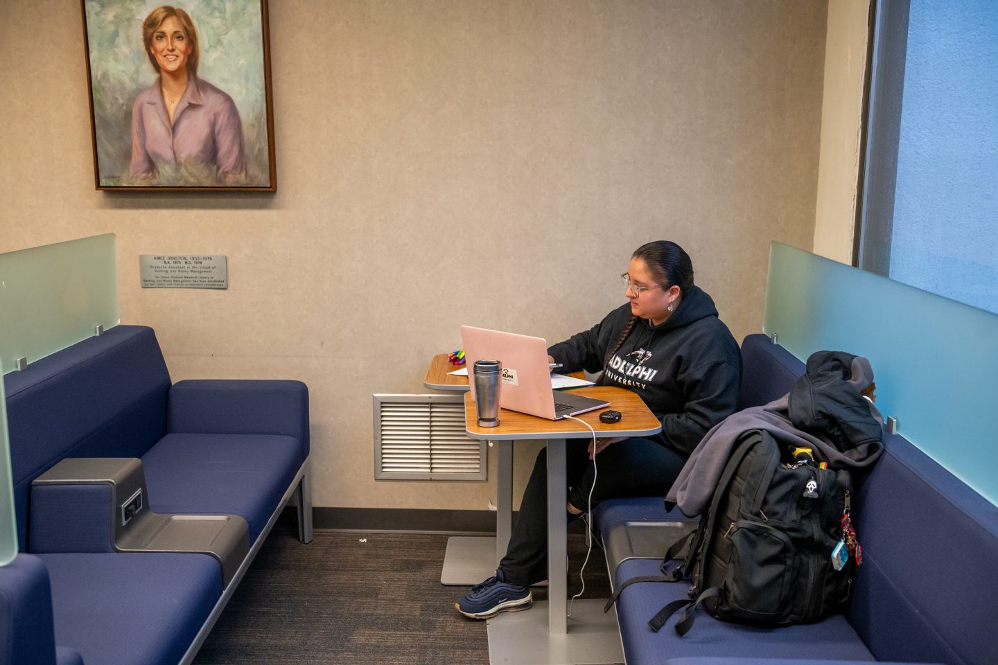 Aimee Ornstein Lounge quiet study space at the Swirbul Library