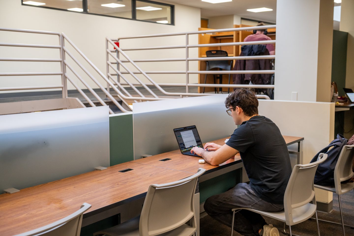Swirbul Library 2nd Floor Study Spaces: Discover a variety of study spaces on the second floor, perfect for individual or group work.