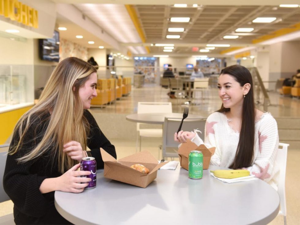 Adelphi students dining in the UC.