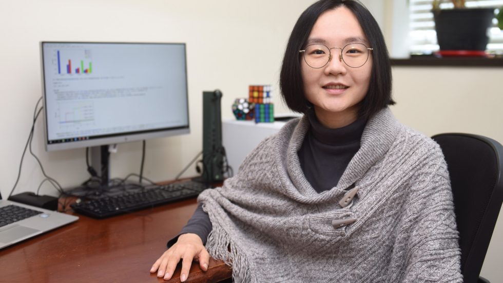 Nara Yoon, PhD in her office at Adelphi University.