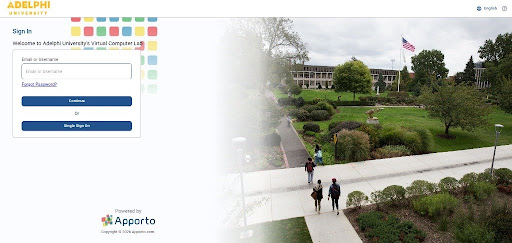 Apporto eCampus login screen with single sign on button
