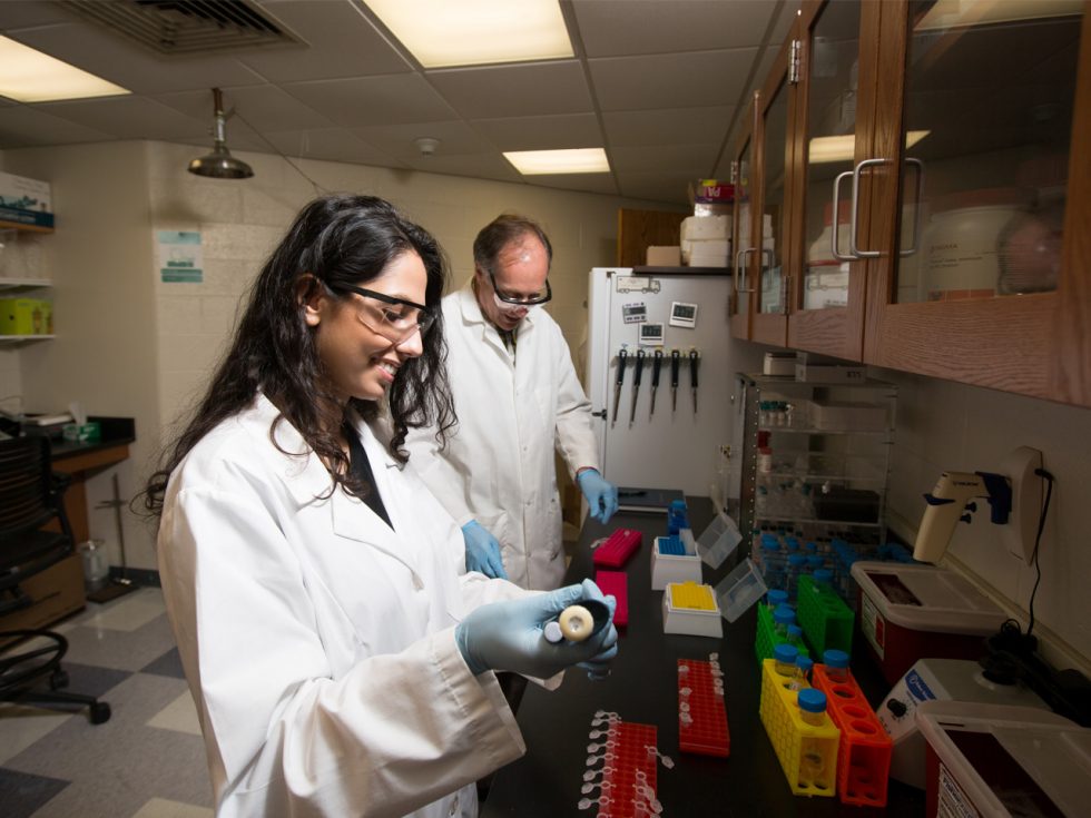 Brian Stockman and student in the lab.