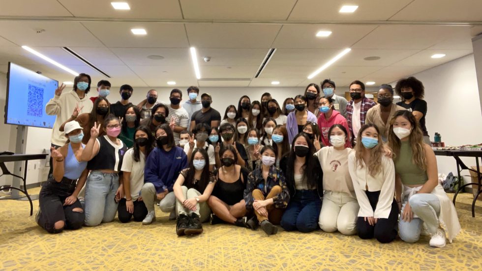 A group picture of Adelphi students wearing masks during a recent event held by the Society of East Asian Students.