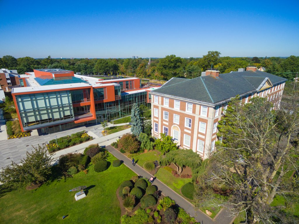 Aerial- Levermore Hall and the Nexus Building.