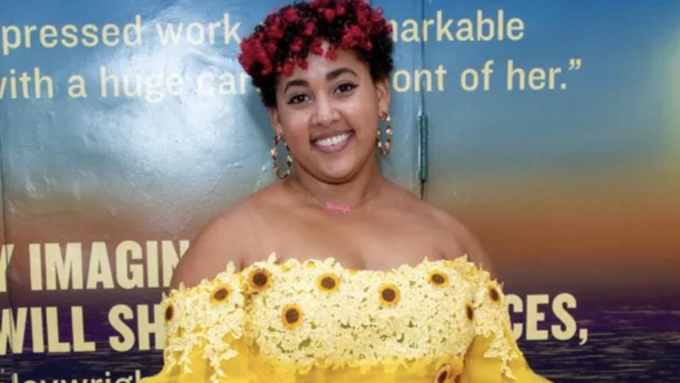 Sarafina Bush ’12 on the red carpet for opening night of PASS OVER