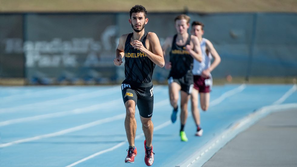 Gabriel Silva running track for Adelphi.