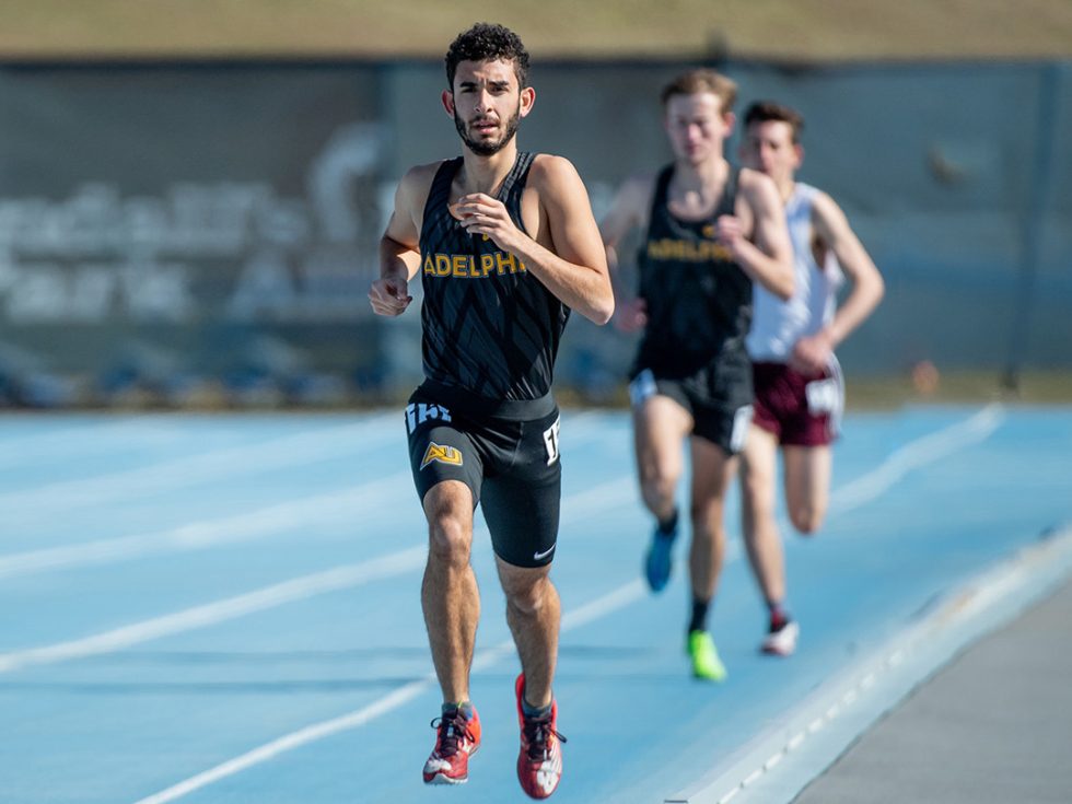 Gabriel Silva running track for Adelphi.