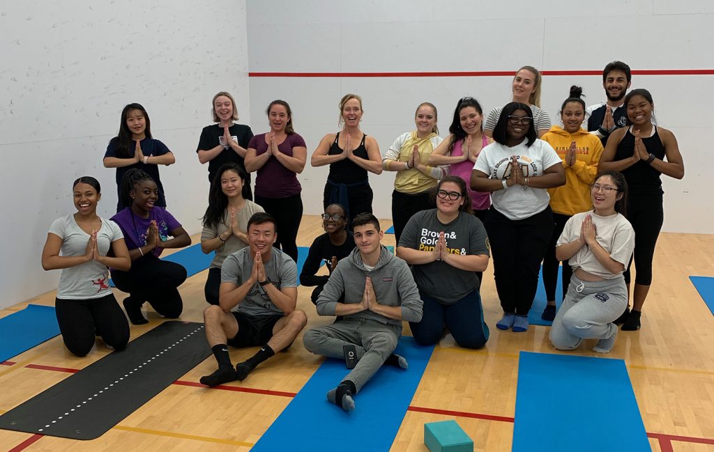 Students doing yoga