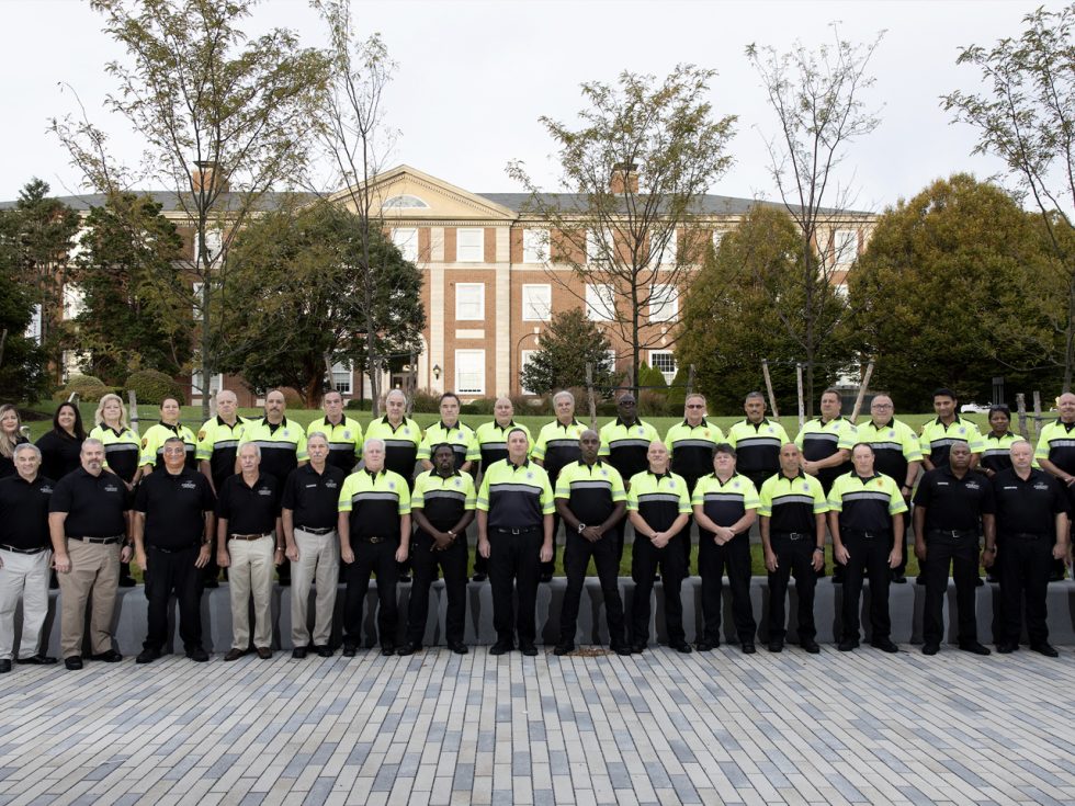 Adelphi University public safety officers on campus.