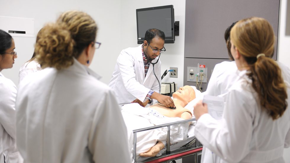 Nursing graduate students working in the clinical lab