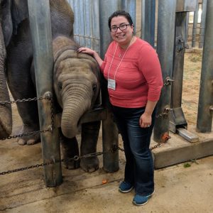 Natalia Prado with elephants