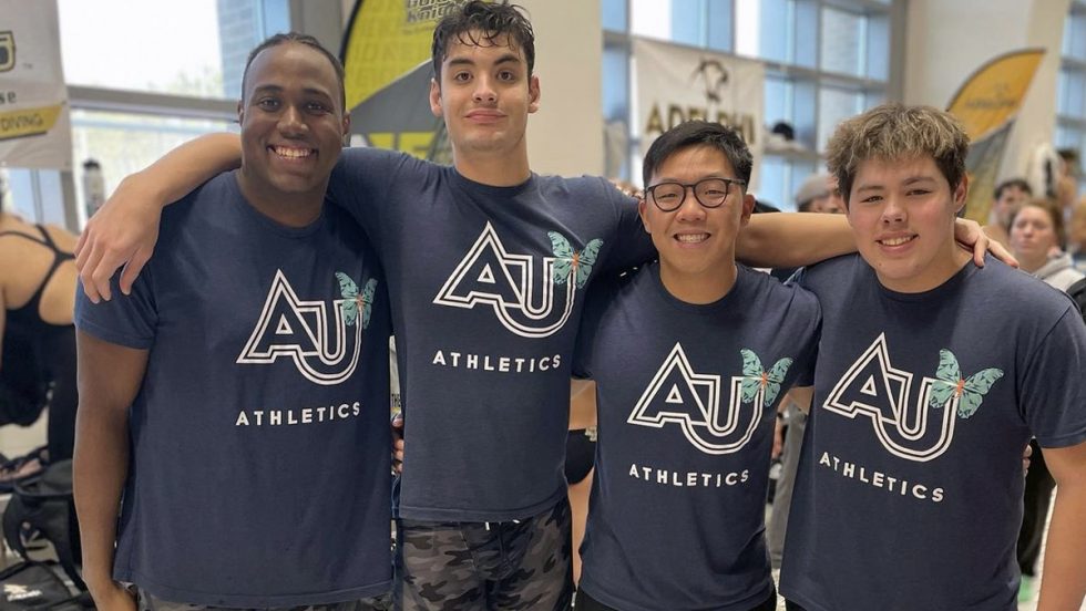 Student-athletes wearing the Adelphi Morgan's Message chapter shirts in support of ending stigma surrounding mental health