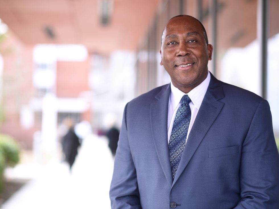 Dr. Sentwali Bakari on the Adelphi campus