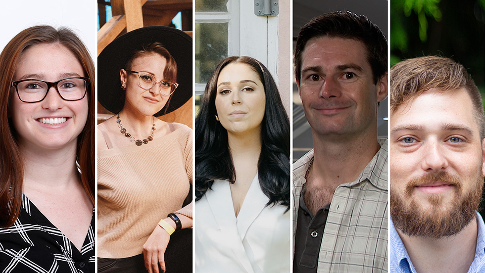 A collage of Adelphi communications alumni headshots.