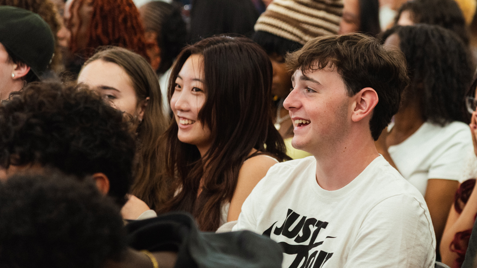 Two smiling members of the class at Matriculation Day
