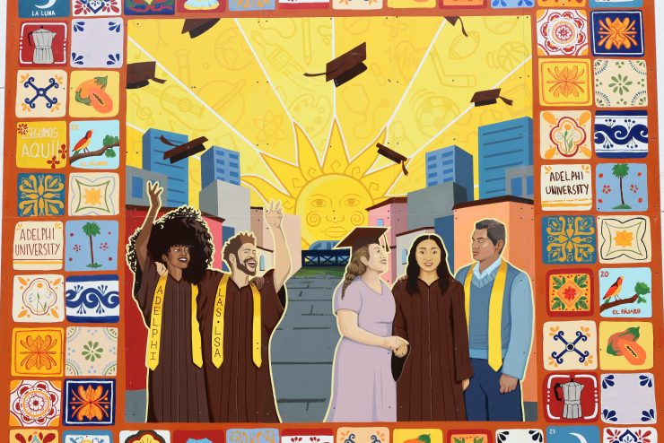 The Latinx Mural on Swirbul Library at Adelphi University