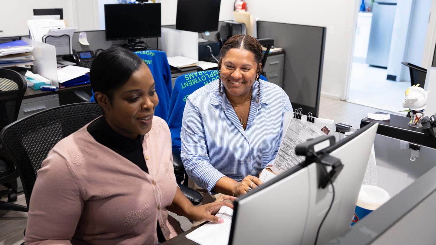 Victoria Goris interning at a nonprofit.