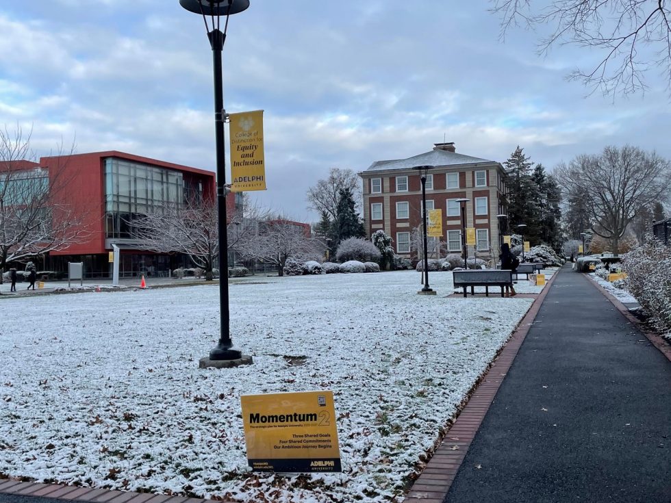 Adelphi winter campus: Nexus and Levermore Halls
