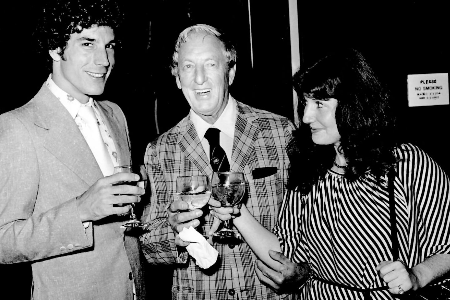 Classmates Rich O'Neill and Karen Grossman at the Academy party with actor Ray Bolger who played the Scarecrow in The Wizard of Oz