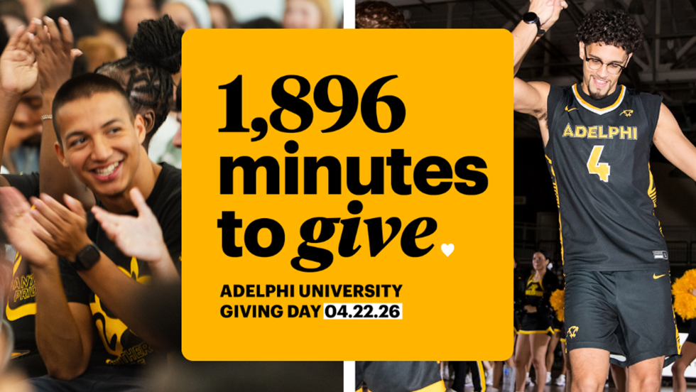 Photo collage including celebratory students, a panther mascot and athletes 