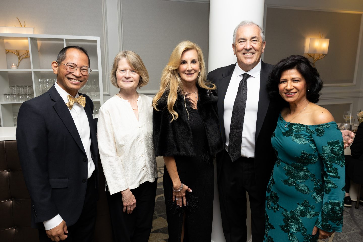 President Michael Balboni ’81, JD, and Stephanie Balboni gather with Professor Sidney Boquiren; Susan Dinan, dean of the Honors College; and Pawneet Abramowski, MBA ’08, chair of the Robert B. Willumstad School of Business Dean’s Advisory Board, at the 2026 Adelphi University Gala.