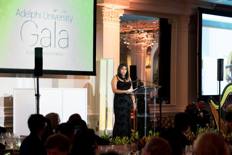 Guests fill the ballroom for the 2026 Adelphi University Gala, A Celebration of Firsts.