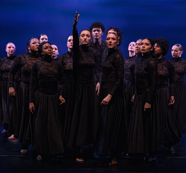 Sophia Nibbe and fellow dancers, onstage