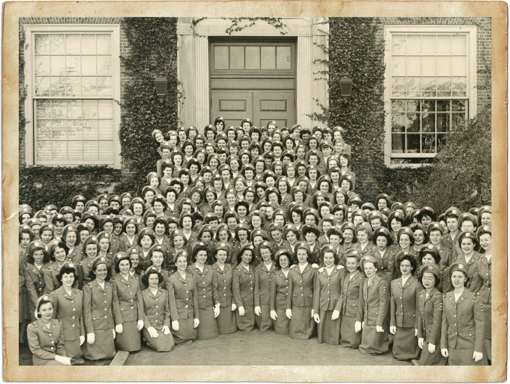 A group photo of all Adelphi nursing students, taken during World War II.