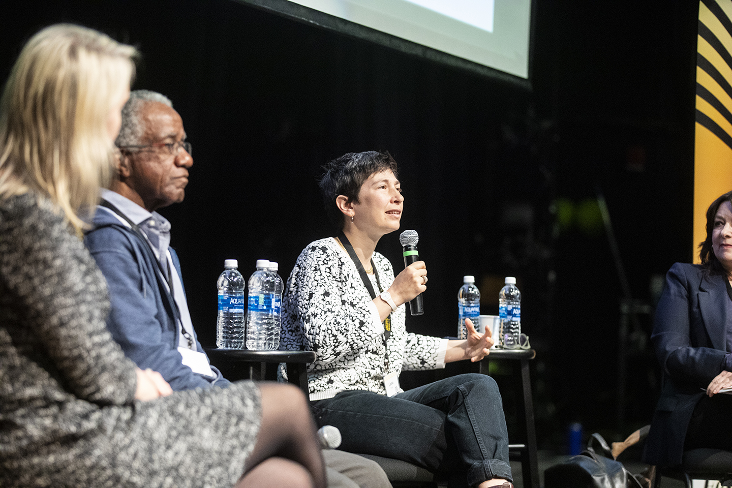 The four writers on stage during the panel discussion.